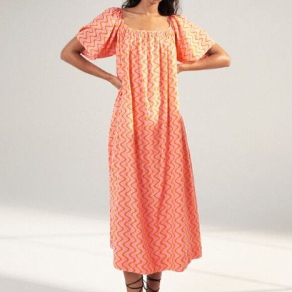 ZARA BOHO PRINTED CHEVRON MIDI DRESS - Picture 10 of 10